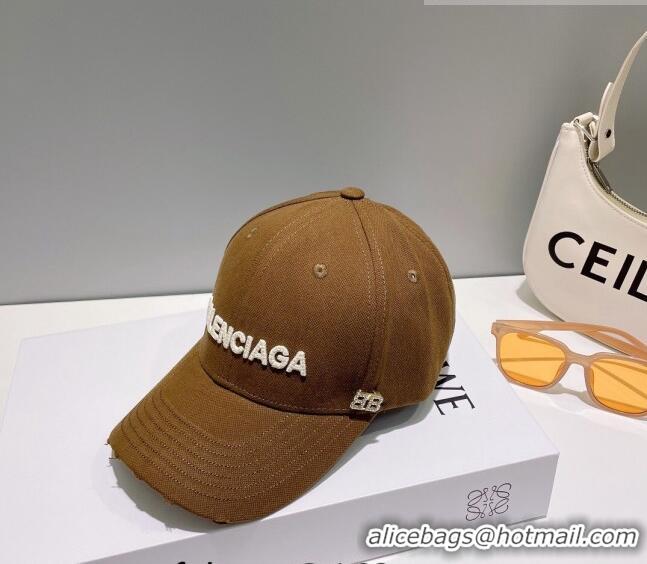 Good Looking Balenciaga Canvas Baseball Hat B0628 Khaki 2023