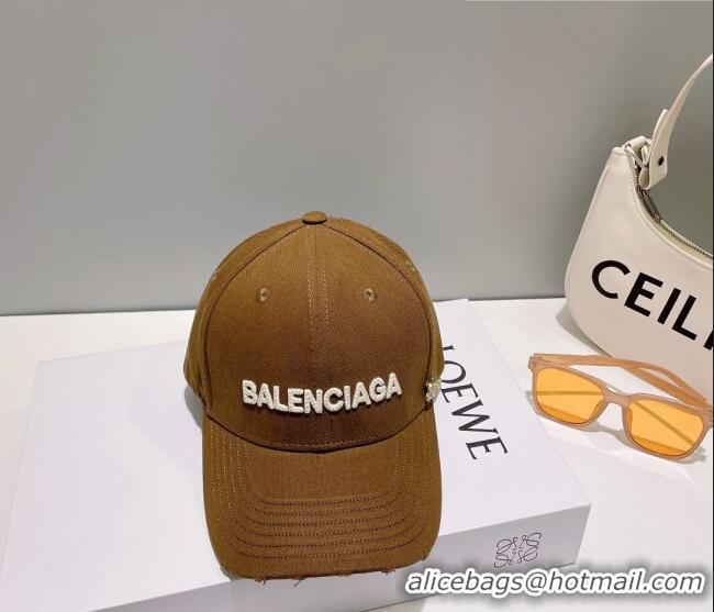 Good Looking Balenciaga Canvas Baseball Hat B0628 Khaki 2023