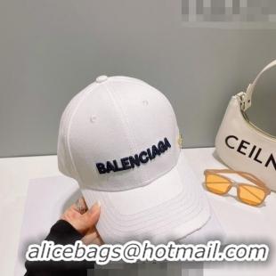 Popular Style Balenciaga Canvas Baseball Hat B0628 White 2023