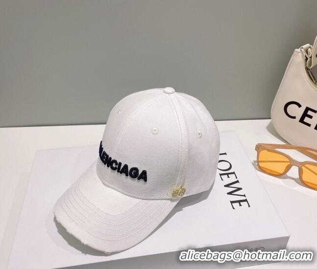 Popular Style Balenciaga Canvas Baseball Hat B0628 White 2023