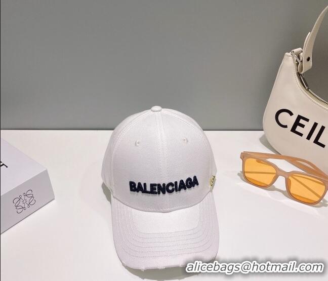 Popular Style Balenciaga Canvas Baseball Hat B0628 White 2023