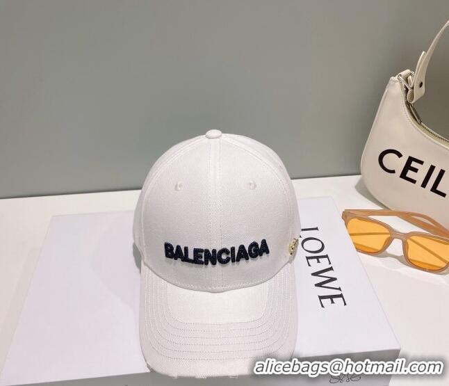 Popular Style Balenciaga Canvas Baseball Hat B0628 White 2023