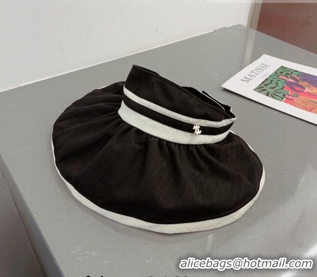 Famous Brand Chanel Fabric Visor Hat CH0628 Black 2023