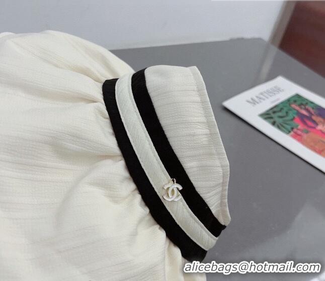 Well Crafted Chanel Fabric Visor Hat CH0628 White 2023