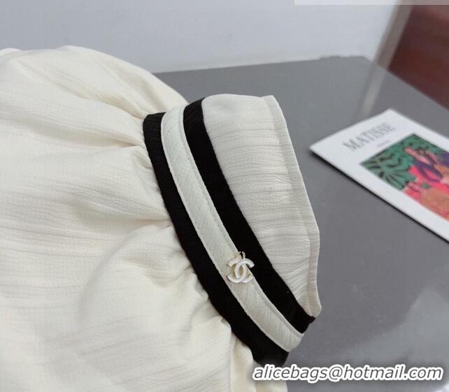 Well Crafted Chanel Fabric Visor Hat CH0628 White 2023