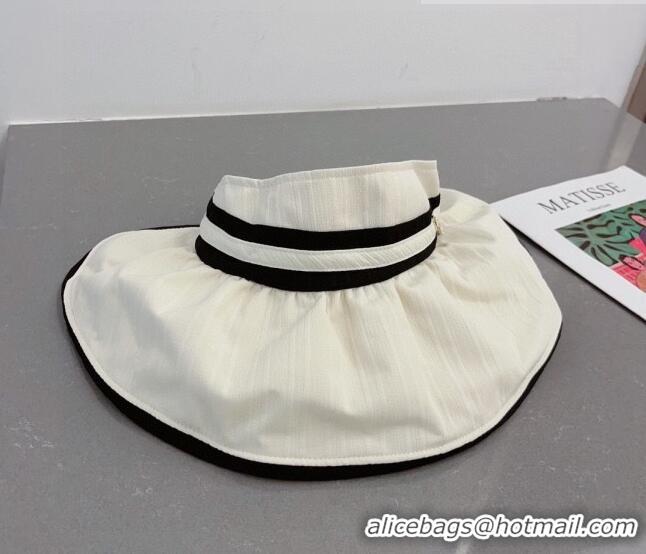 Well Crafted Chanel Fabric Visor Hat CH0628 White 2023