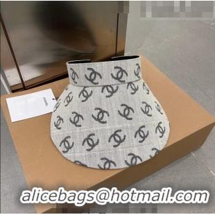 Buy Inexpensive Chanel CC Canvas Visor Hat CH0628 Light Grey 2023