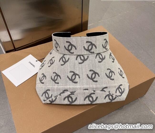 Buy Inexpensive Chanel CC Canvas Visor Hat CH0628 Light Grey 2023