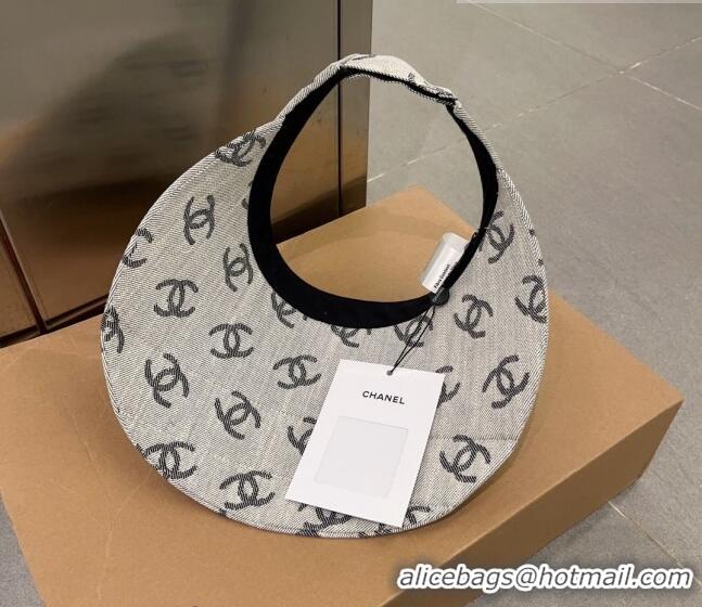 Buy Inexpensive Chanel CC Canvas Visor Hat CH0628 Light Grey 2023