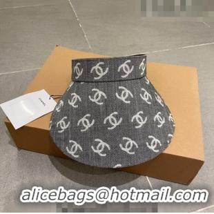 Top Quality Chanel CC Canvas Visor Hat 0628 Dark Grey 2023