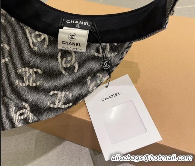 Top Quality Chanel CC Canvas Visor Hat 0628 Dark Grey 2023