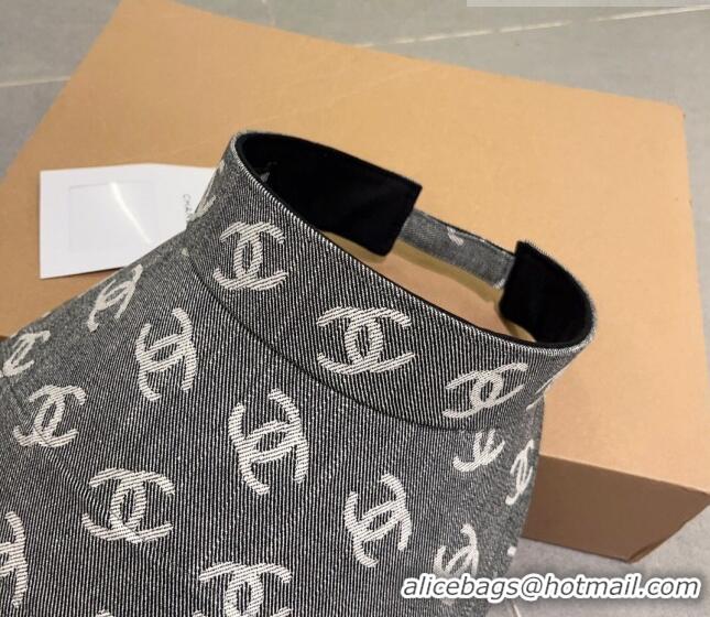 Top Quality Chanel CC Canvas Visor Hat 0628 Dark Grey 2023