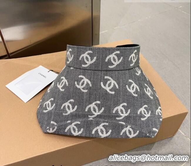 Top Quality Chanel CC Canvas Visor Hat 0628 Dark Grey 2023