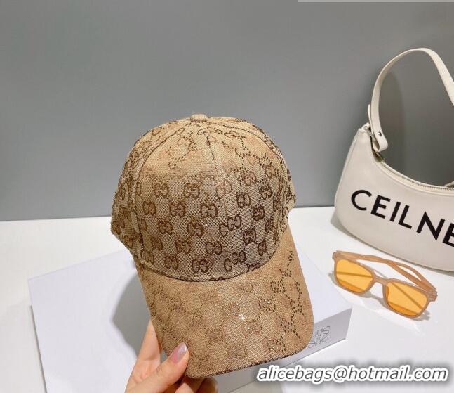 Trendy Design Gucci GG Canvas Baseball Hat with Crystals 0628 Beige 2023