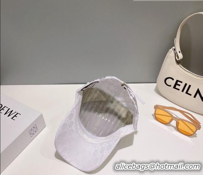 Good Taste Gucci GG Canvas Baseball Hat with Crystals 0628 White 2023