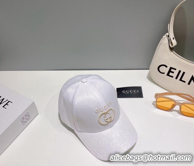 Good Taste Gucci GG Canvas Baseball Hat with Interlocking G 0628 White 2023