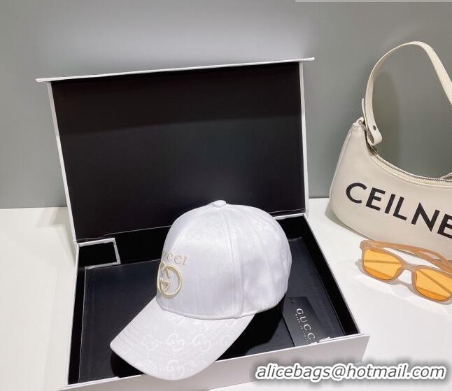 Good Taste Gucci GG Canvas Baseball Hat with Interlocking G 0628 White 2023