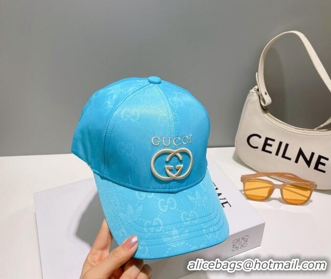 Well Crafted Gucci GG Canvas Baseball Hat with Interlocking G 0628 Light Blue 2023