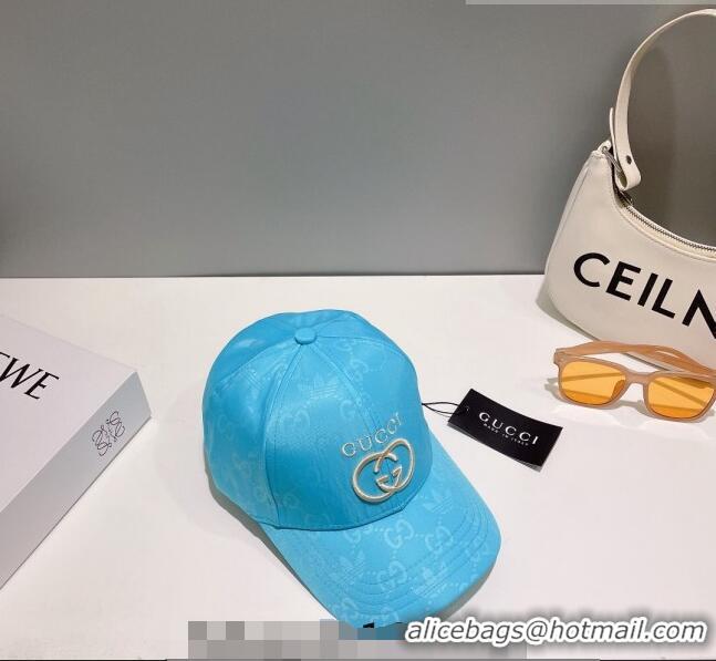 Well Crafted Gucci GG Canvas Baseball Hat with Interlocking G 0628 Light Blue 2023