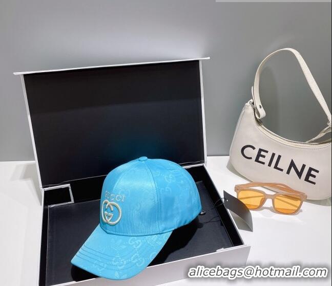 Well Crafted Gucci GG Canvas Baseball Hat with Interlocking G 0628 Light Blue 2023