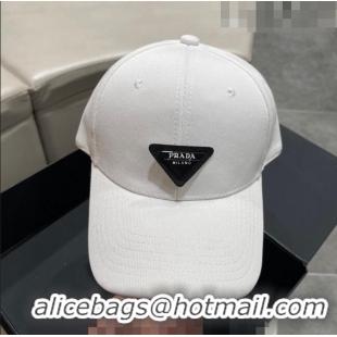 Traditional Specials Prada Canvas Baseball Hat PA0628 White 2023