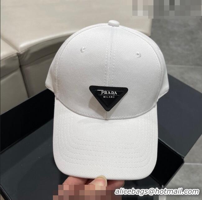 Traditional Specials Prada Canvas Baseball Hat PA0628 White 2023