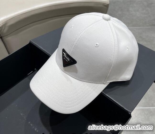 Traditional Specials Prada Canvas Baseball Hat PA0628 White 2023