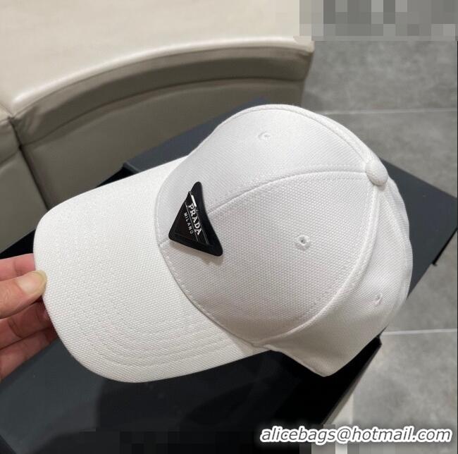 Traditional Specials Prada Canvas Baseball Hat PA0628 White 2023