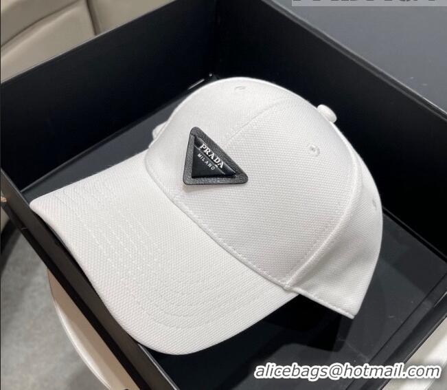 Traditional Specials Prada Canvas Baseball Hat PA0628 White 2023