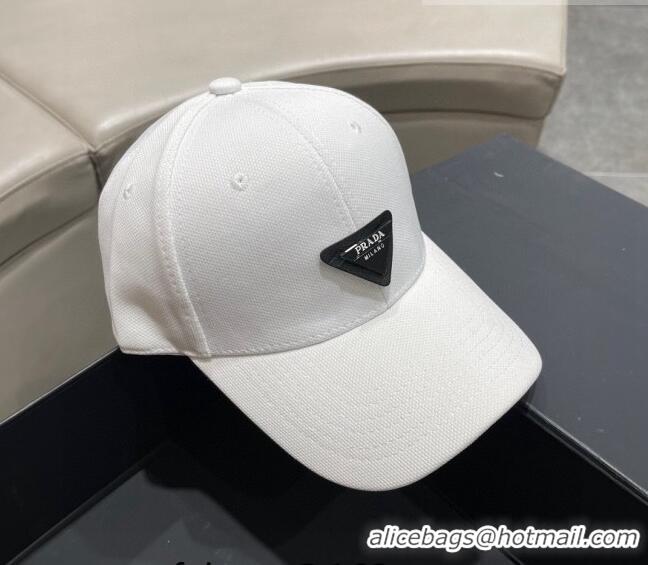 Traditional Specials Prada Canvas Baseball Hat PA0628 White 2023