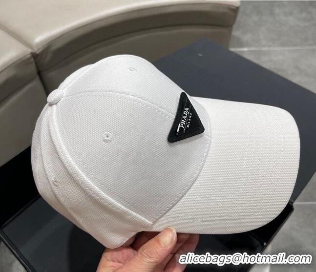 Traditional Specials Prada Canvas Baseball Hat PA0628 White 2023