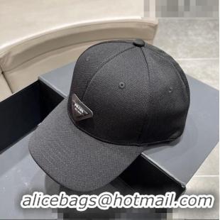 Unique Style Prada Canvas Baseball Hat PA0628 Black 2023