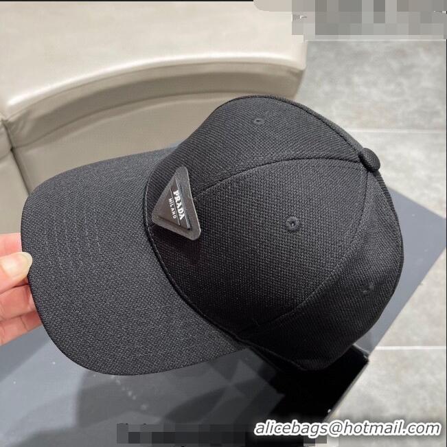 Unique Style Prada Canvas Baseball Hat PA0628 Black 2023