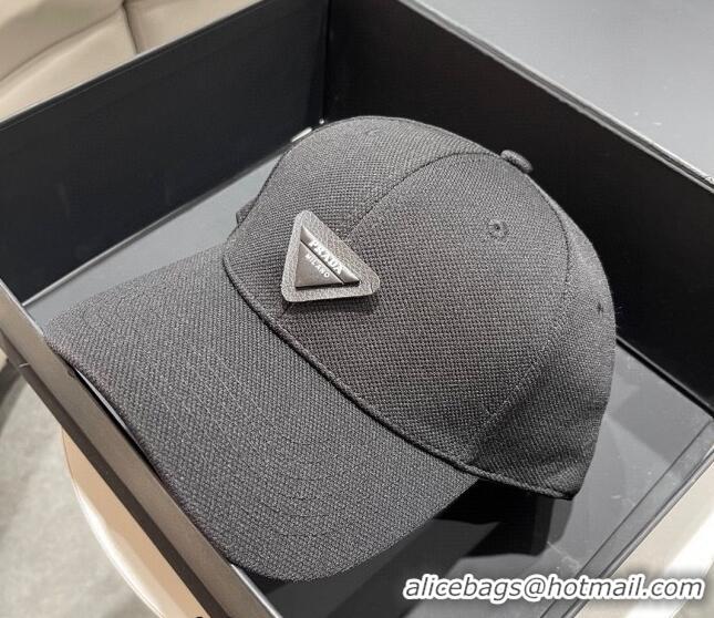 Unique Style Prada Canvas Baseball Hat PA0628 Black 2023