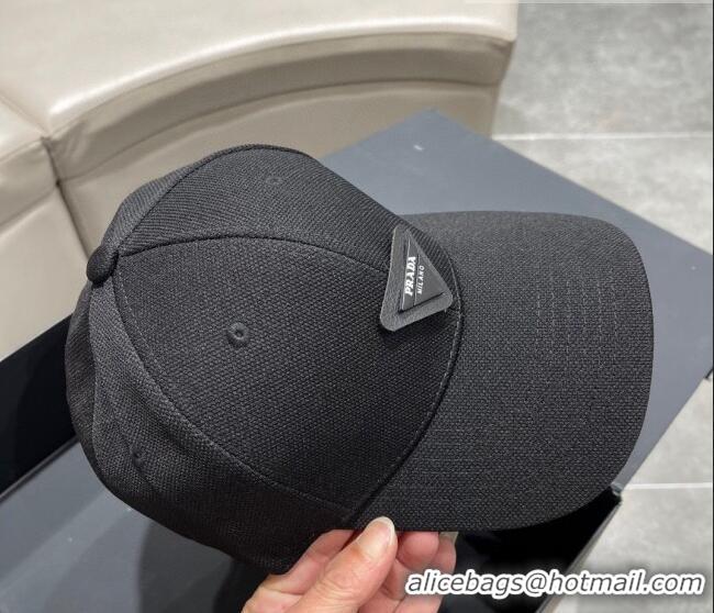 Unique Style Prada Canvas Baseball Hat PA0628 Black 2023