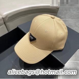 New Design Prada Canvas Baseball Hat PA0628 Beige 2023