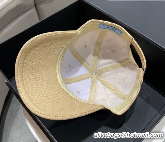 New Design Prada Canvas Baseball Hat PA0628 Beige 2023