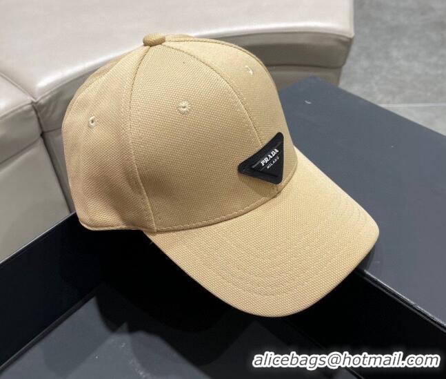 New Design Prada Canvas Baseball Hat PA0628 Beige 2023