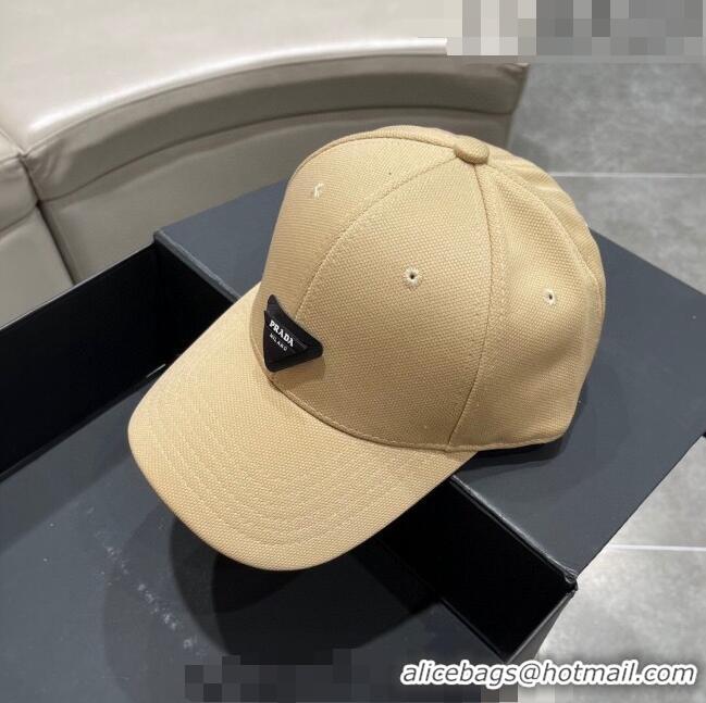 New Design Prada Canvas Baseball Hat PA0628 Beige 2023