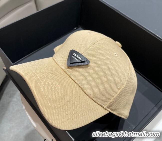 New Design Prada Canvas Baseball Hat PA0628 Beige 2023