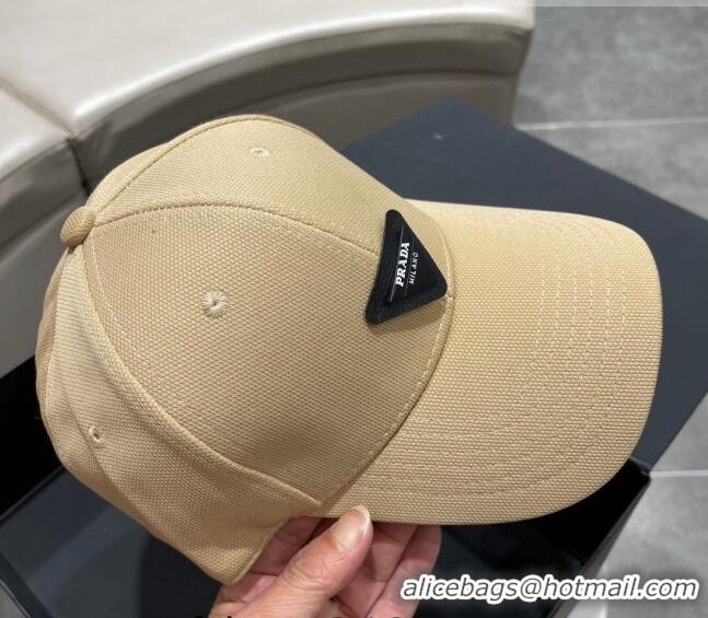 New Design Prada Canvas Baseball Hat PA0628 Beige 2023