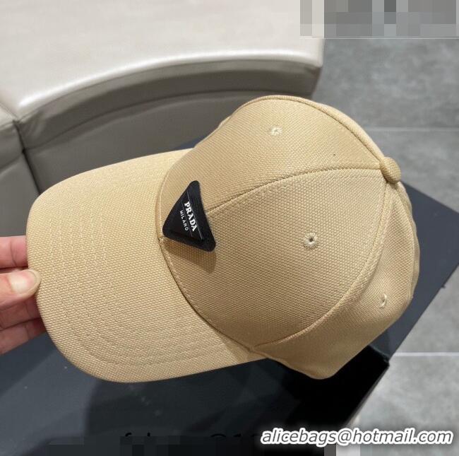 New Design Prada Canvas Baseball Hat PA0628 Beige 2023