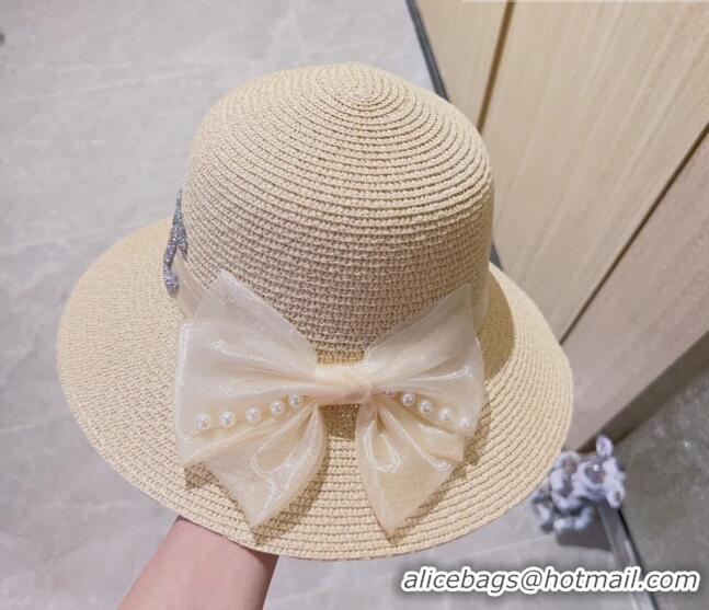 Big Discount Chanel Straw Bucket Hat with Bow CH0628 Beige 2023