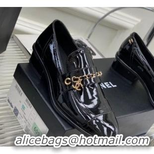 Purchase Chanel Patent Leather Loafers Black 328079