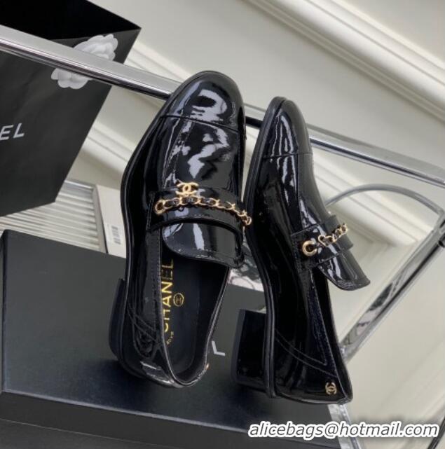 Purchase Chanel Patent Leather Loafers Black 328079