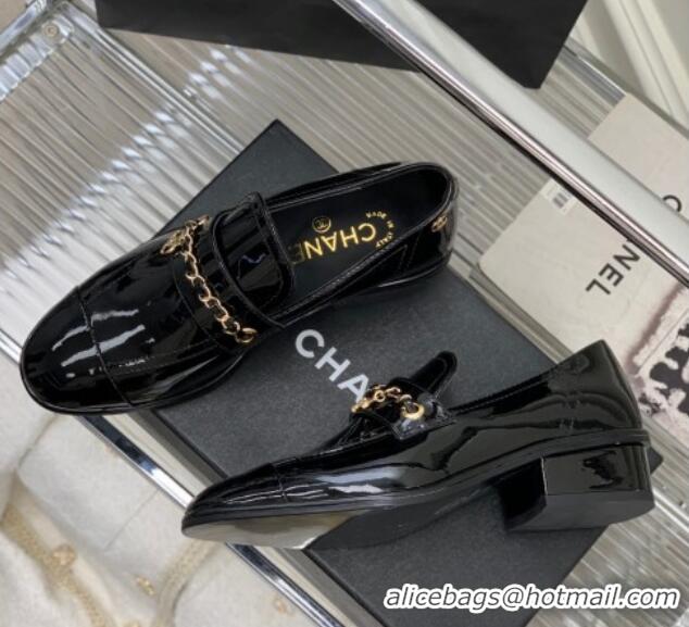 Purchase Chanel Patent Leather Loafers Black 328079