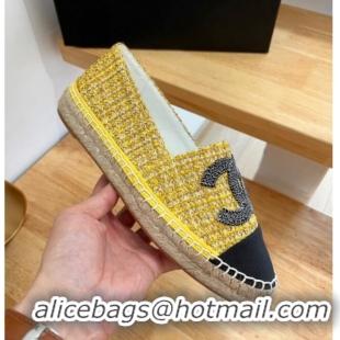 Low Cost Chanel Cotton Tweed Espadrilles with CC Gold 328092