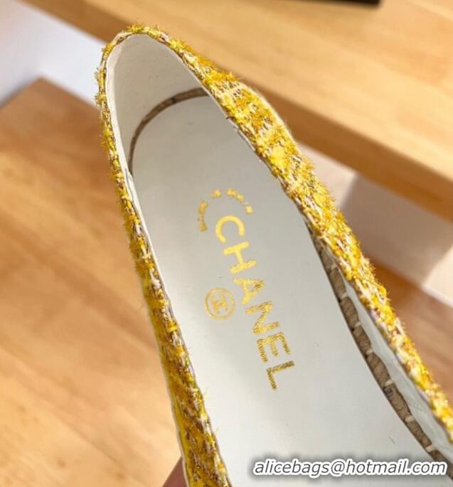 Low Cost Chanel Cotton Tweed Espadrilles with CC Gold 328092