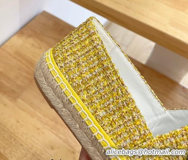 Low Cost Chanel Cotton Tweed Espadrilles with CC Gold 328092