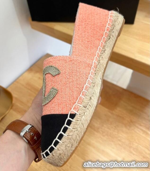 Top Grade Chanel Cotton Tweed Espadrilles with CC Pink 328094